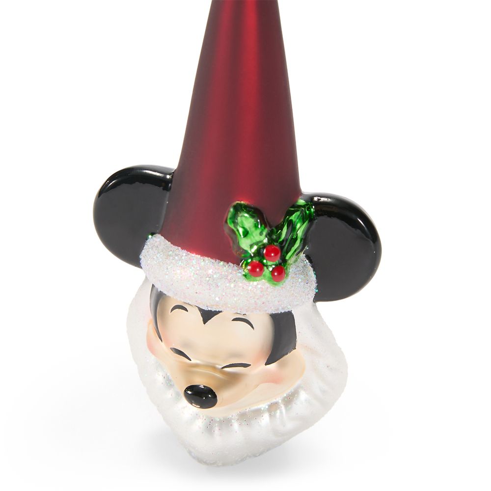 Mickey Mouse as Santa Claus Glass Ornament