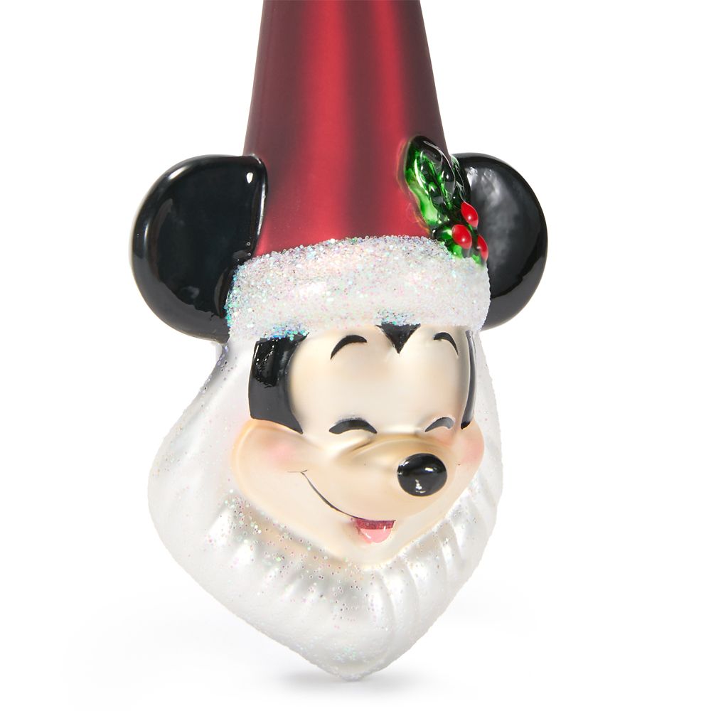 Mickey Mouse as Santa Claus Glass Ornament