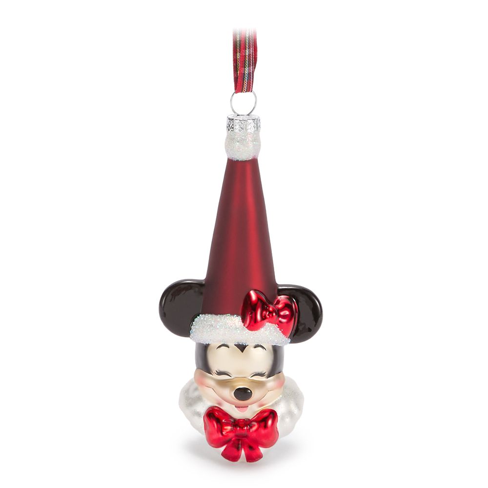 Minnie Mouse as Mrs. Santa Claus Glass Ornament