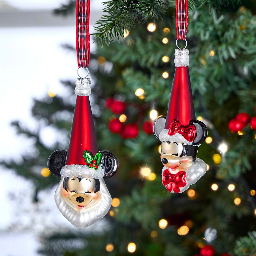 Minnie Mouse as Mrs. Santa Claus Glass Ornament