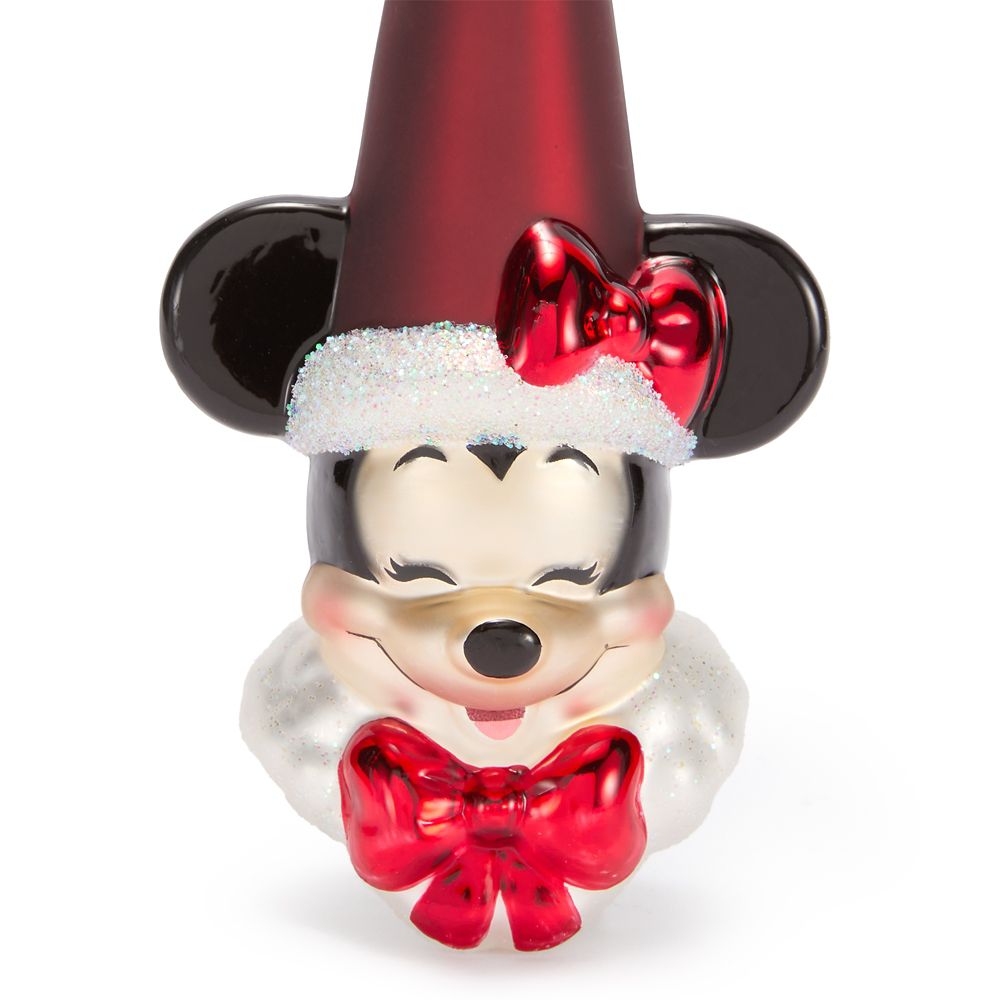 Minnie Mouse as Mrs. Santa Claus Glass Ornament