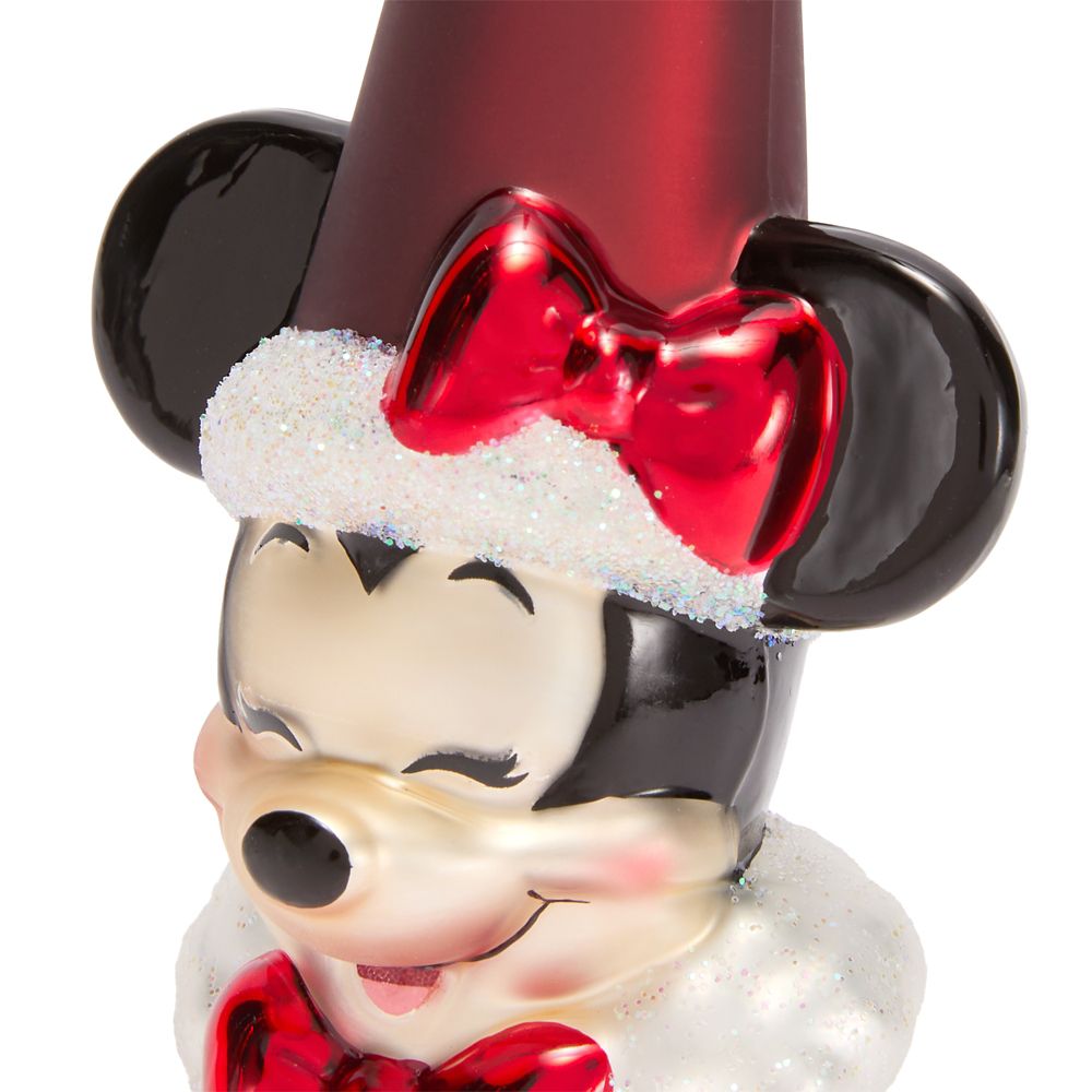 Minnie Mouse as Mrs. Santa Claus Glass Ornament
