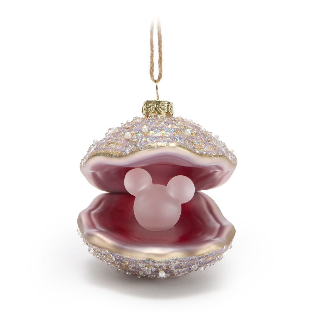 Oyster with Mickey Mouse Icon ''Pearl'' Glass Ornament