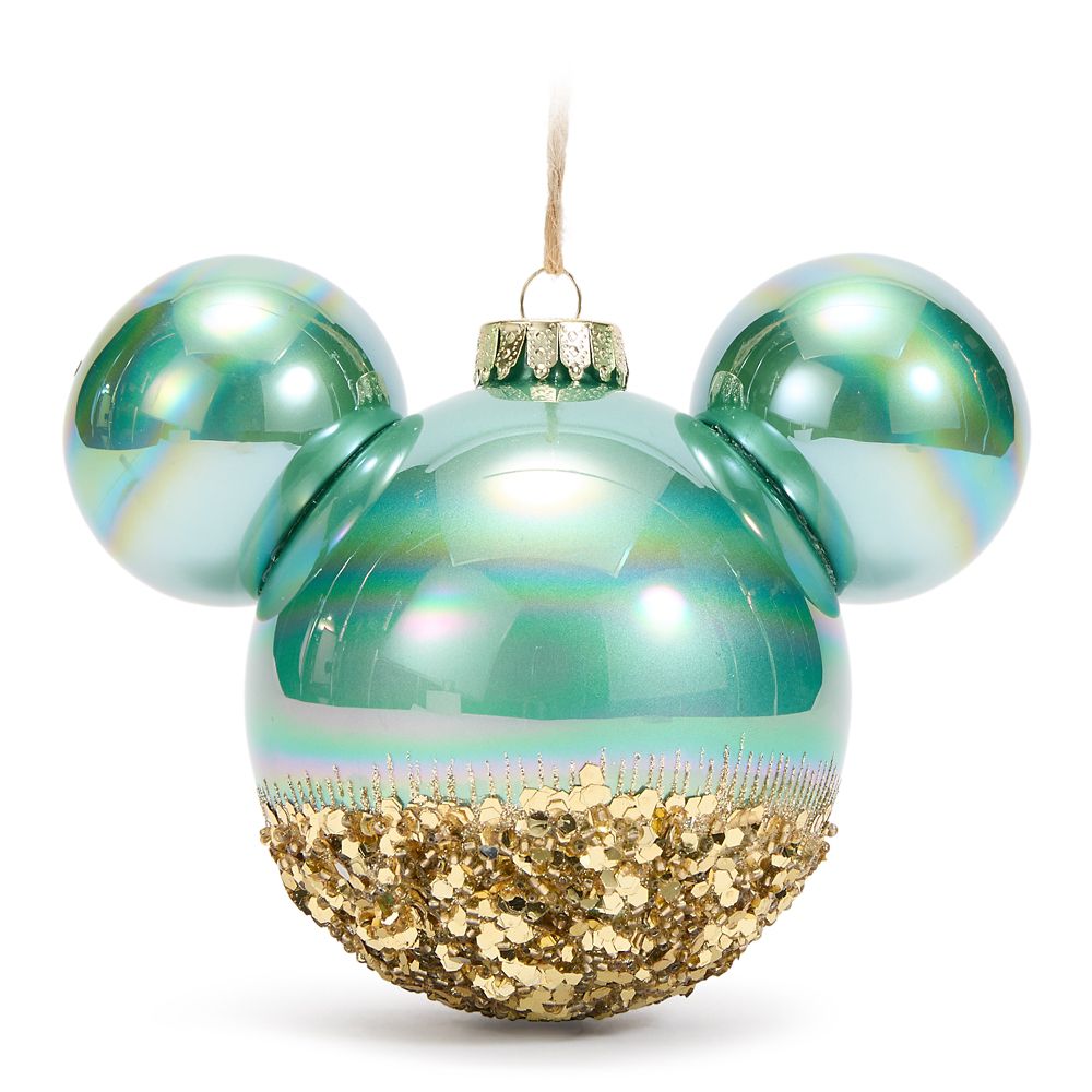 Mickey Mouse Icon Ball Ornament &ndash; Gold Glitter