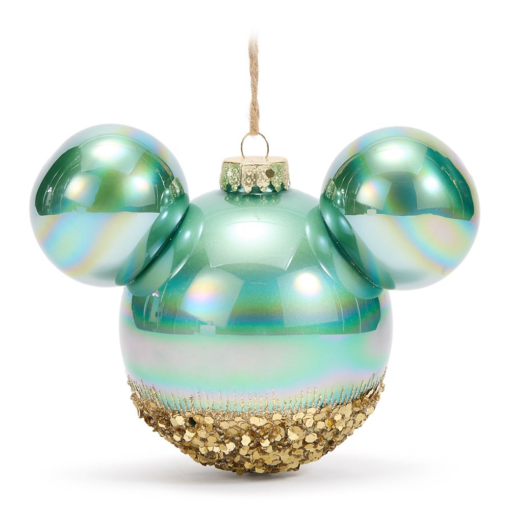 Mickey Mouse Icon Ball Ornament &ndash; Gold Glitter