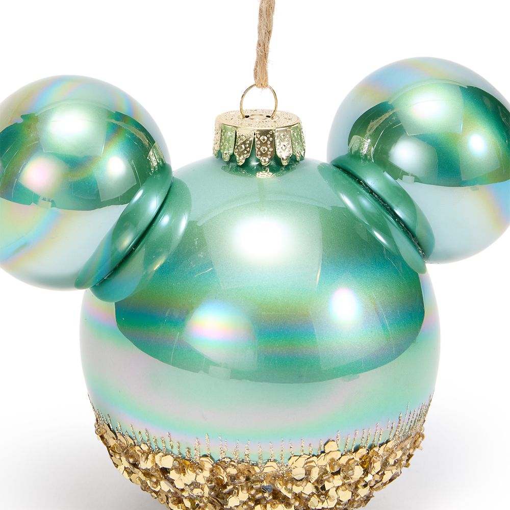 Mickey Mouse Icon Ball Ornament &ndash; Gold Glitter