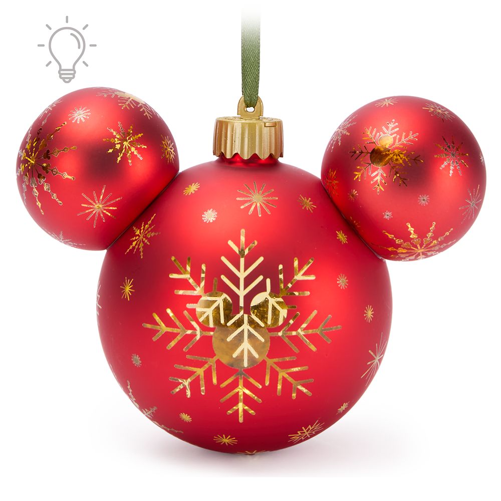 Mickey Mouse Icon Light-Up Holiday Ornament Red Official shopDisney
