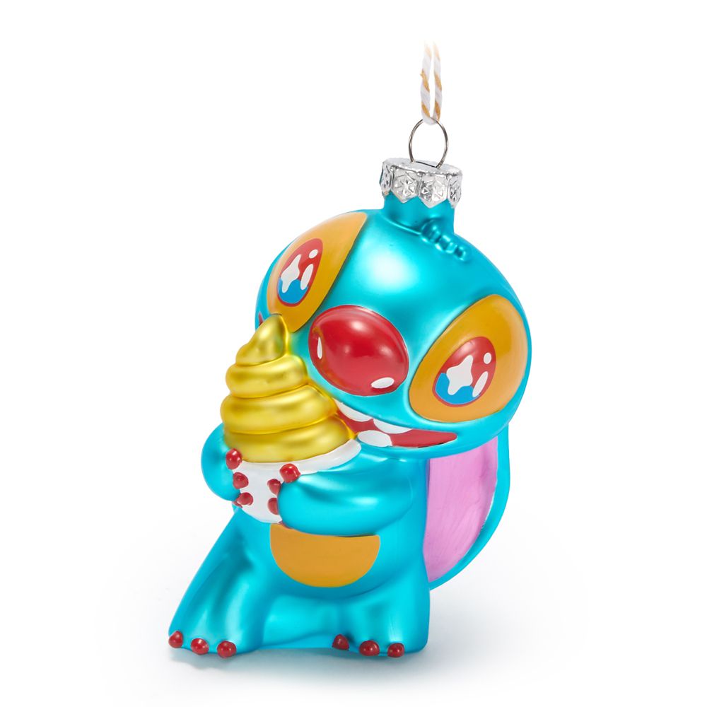 Stitch with Pineapple Swirl Glass Ornament &ndash; Lilo & Stitch