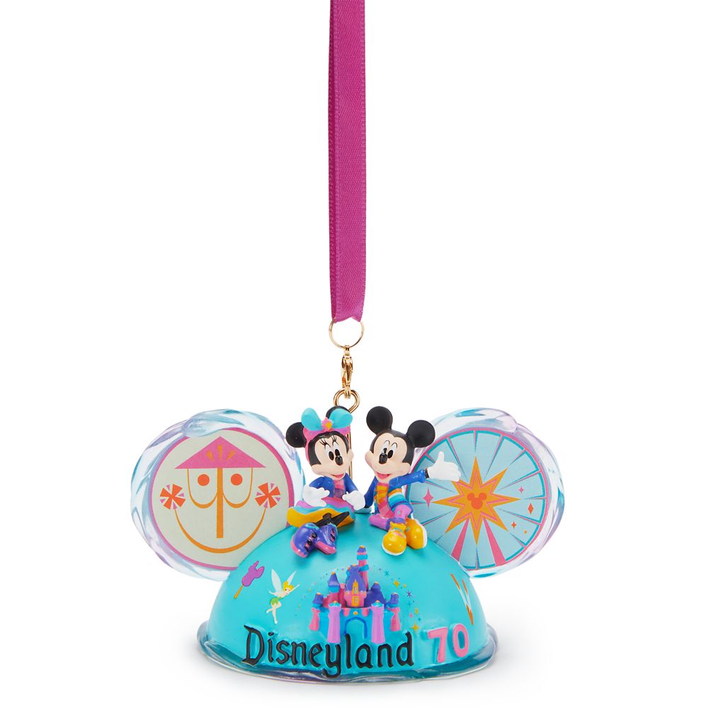 Mickey and Minnie Mouse Ear Hat Ornament  Disneyland 70th Anniversary