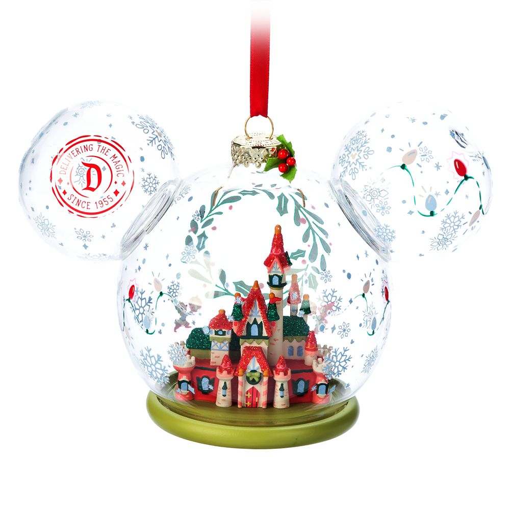 Mickey Mouse Icon Sleeping Beauty Castle Holiday Glass Sketchbook Ornament &ndash; Disneyland