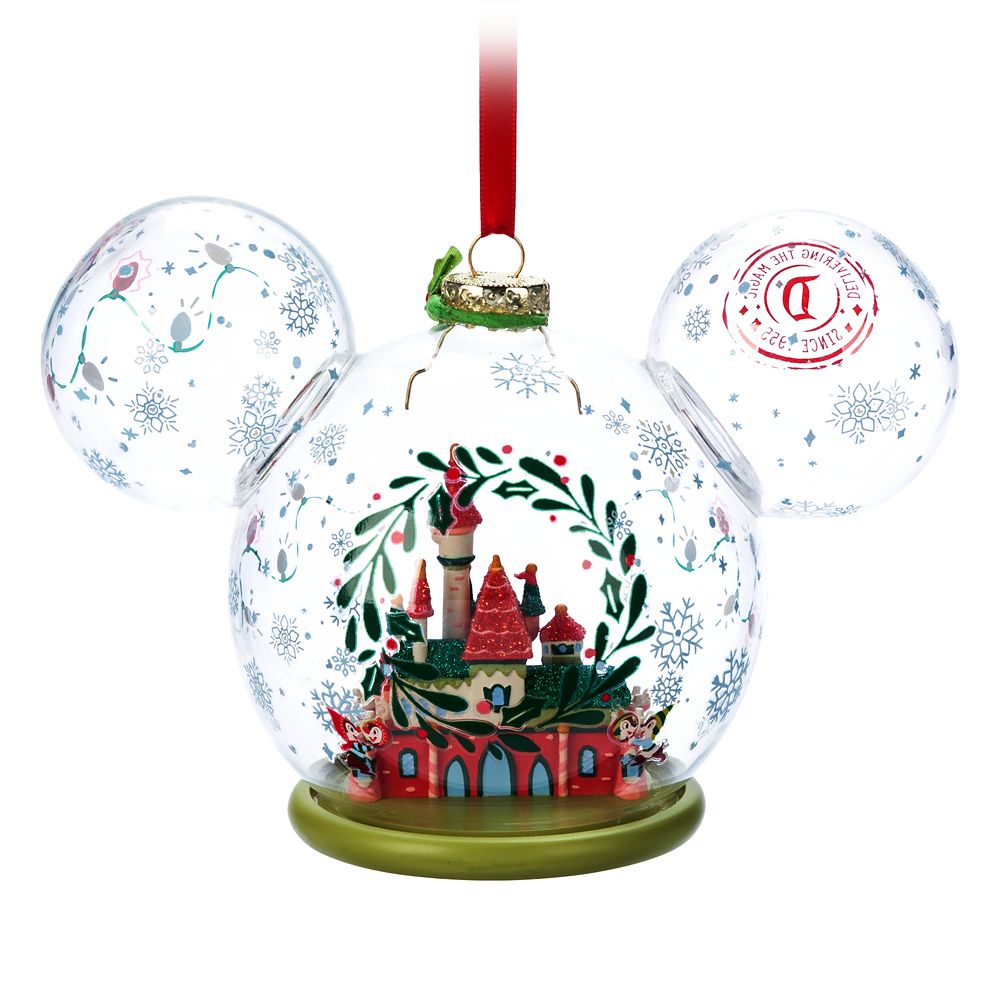 Mickey Mouse Icon Sleeping Beauty Castle Holiday Glass Sketchbook Ornament &ndash; Disneyland