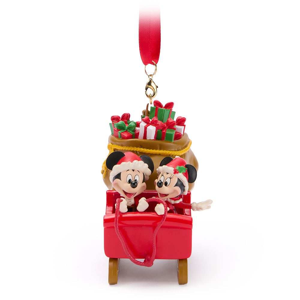 Santa Mickey and Minnie Mouse in Sleigh Holiday Ornament