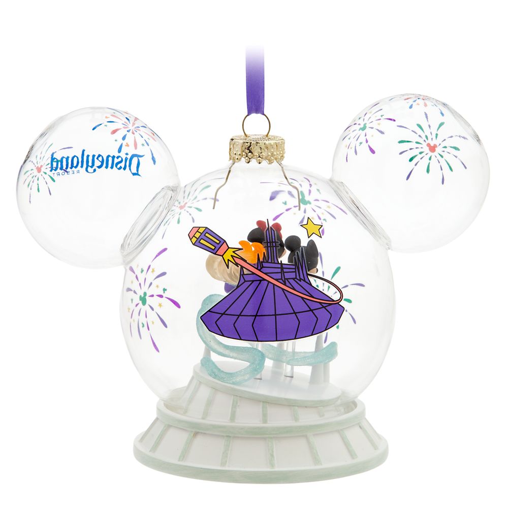 Mickey and Minnie Mouse Icon Glass Ball Ornament - Space Mountain - Disneyland