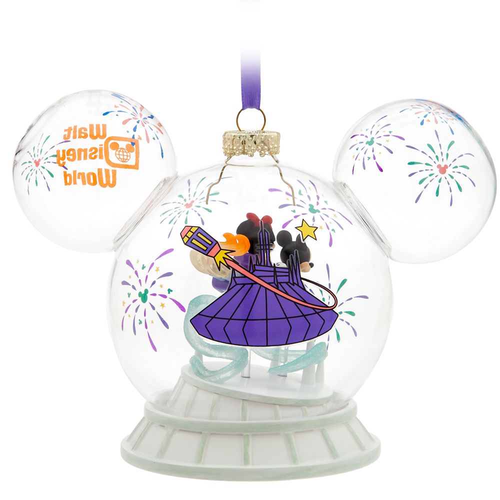 Mickey and Minnie Mouse Icon Glass Ball Ornament - Space Mountain - Walt Disney World