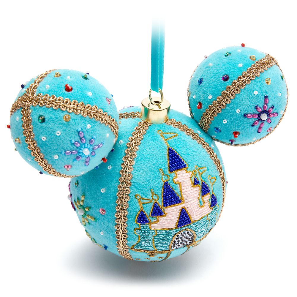 Mickey Mouse Icon Ball Ornament &ndash; Beaded Fantasyland Castle