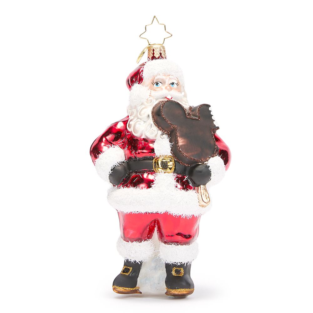 Santa Claus with Mickey Mouse Icon Ice Cream Bar Figural Glass Ornament by Christopher Radko