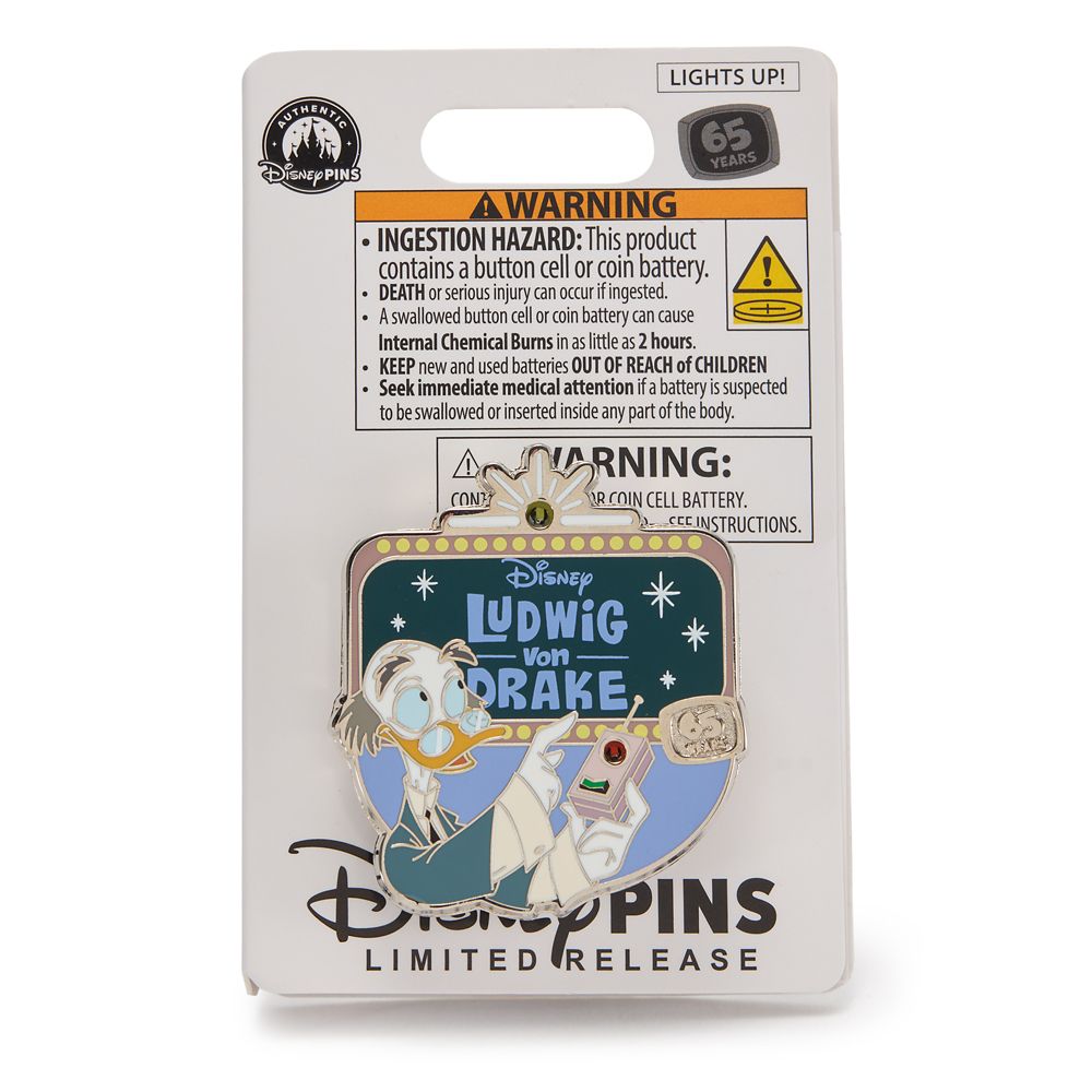 Ludwig Von Drake 65th Anniversary Light-Up Pin &ndash; Walt Disney's Wonderful World of Color &ndash; Limited Release