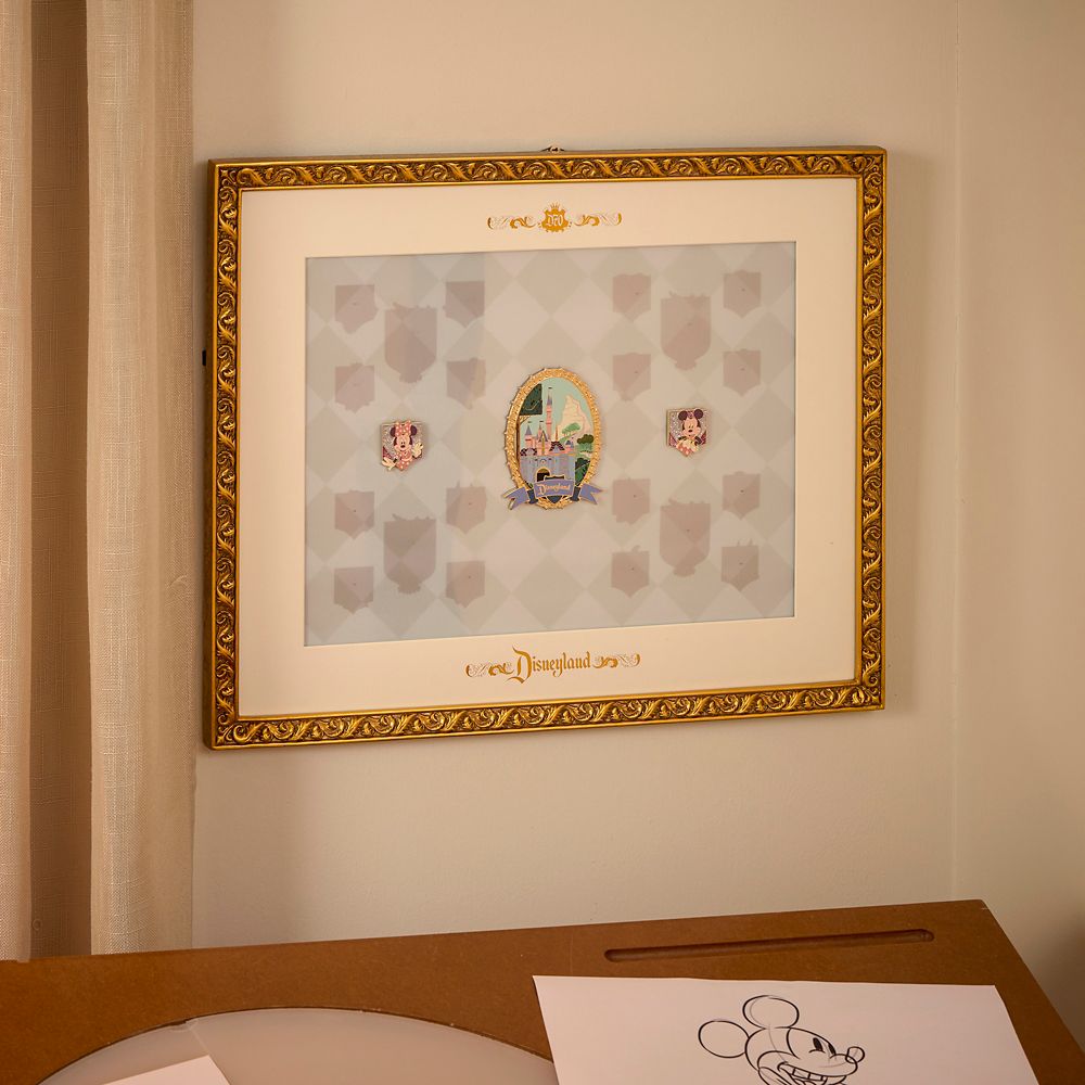Disneyland 70th Anniversary Vault Collection Pin Display Frame with Three Pins &ndash; Limited Edition