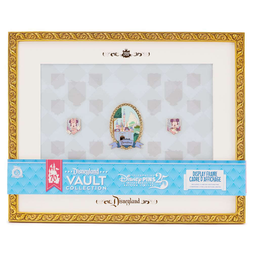 Disneyland 70th Anniversary Vault Collection Pin Display Frame with Three Pins &ndash; Limited Edition