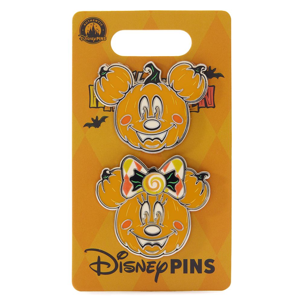 Mickey and Minnie Mouse Jack-o'-Lanterns ''Happy Halloween'' Pin Set