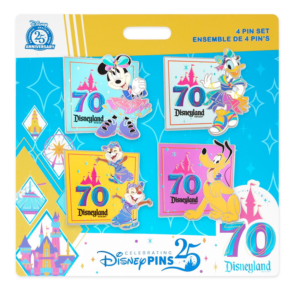 Minnie Mouse and Friends Pin Set - Disneyland 70th Anniversary