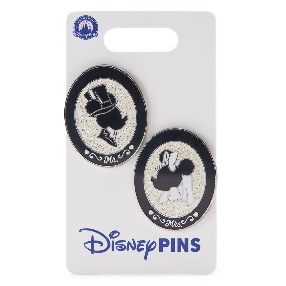 Mickey and Minnie Mouse Shadow Silhouettes ''Mr. and Mrs.'' Pin Set