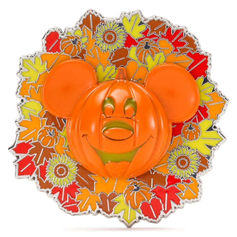 Mickey Mouse Jack-o'-Lantern Wreath Light-Up Halloween Pin