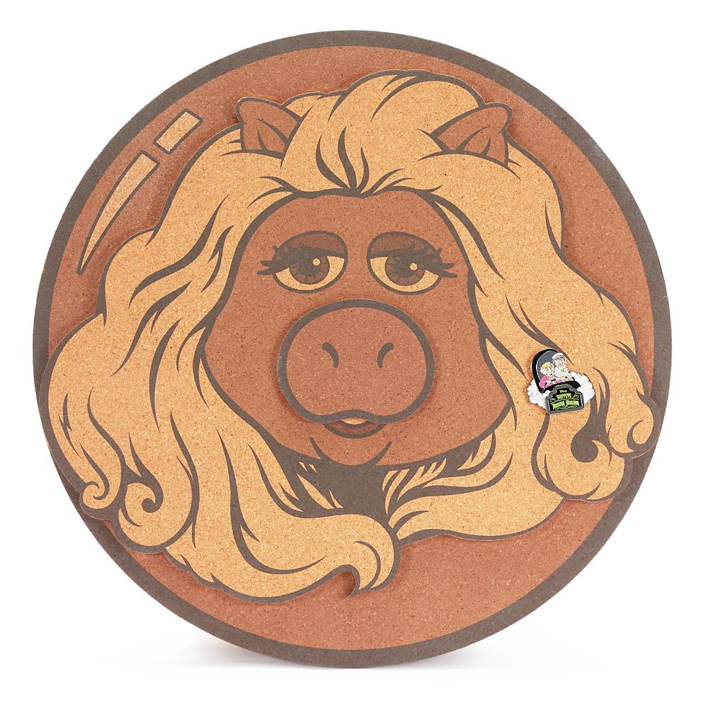Miss Piggy Pin Collector's Cork Board with Statler & Waldorf Pin &ndash; Muppets Haunted Mansion &ndash; Limited Release