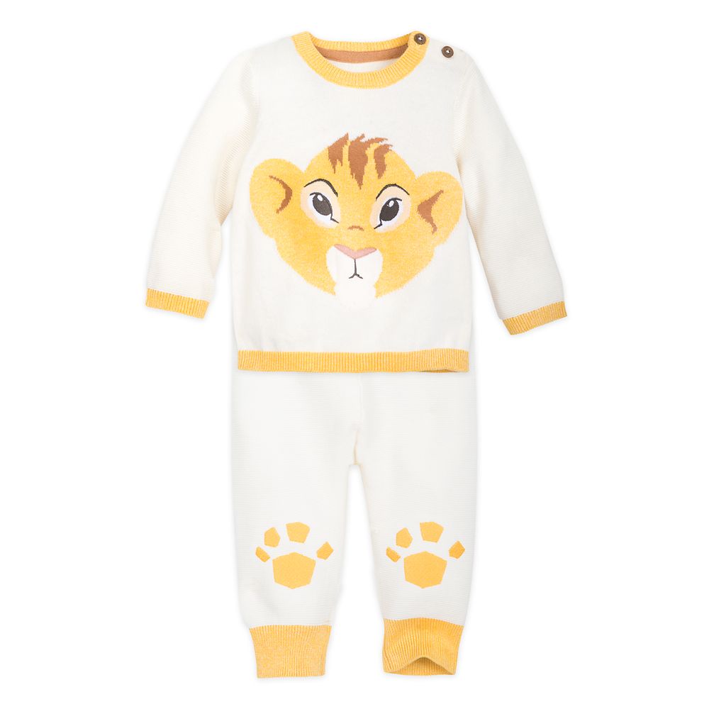 Babyhug Disney Terry Knit Track Pants with Simba & Friends Graphics and Badge Detailing - Orange main image 0