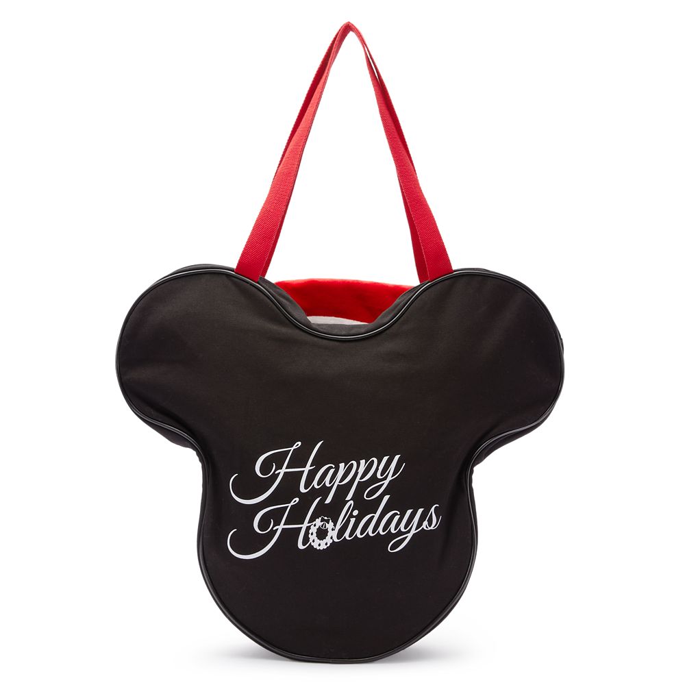 Santa Mickey Mouse Big Face Holiday Canvas Tote