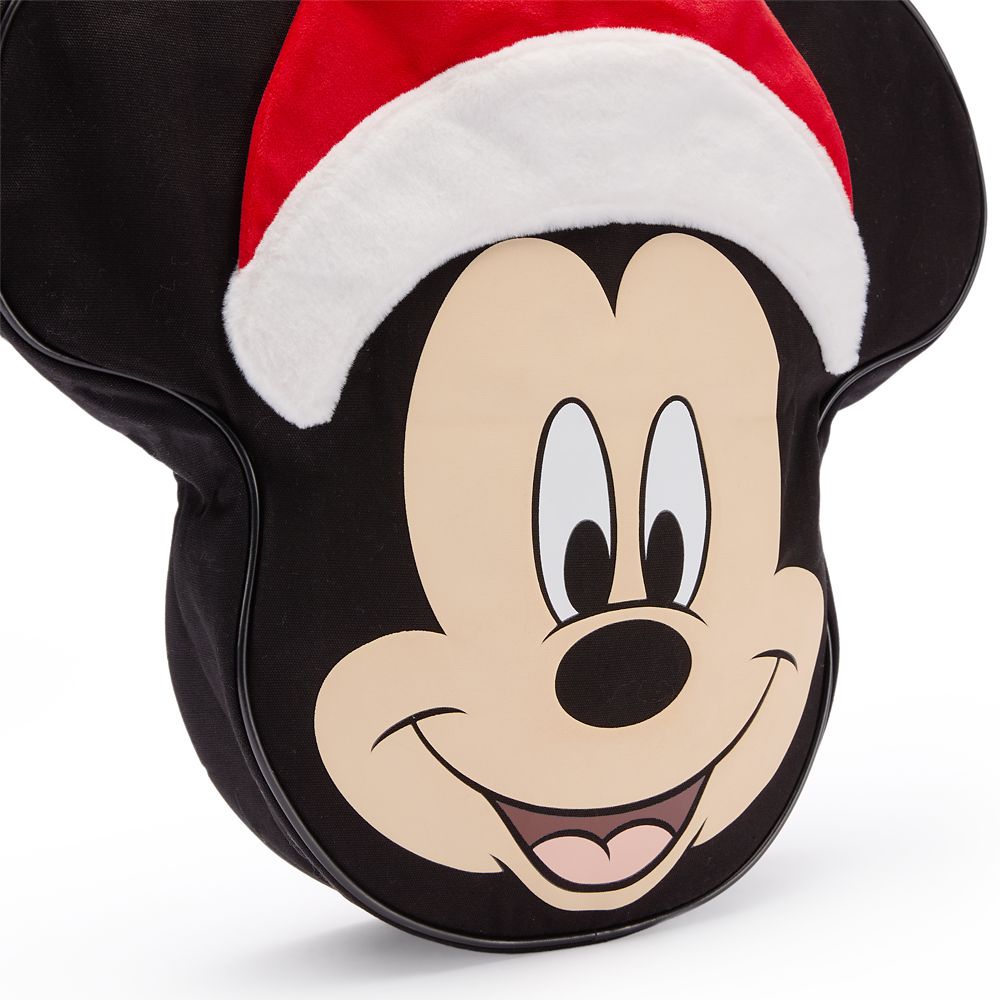 Santa Mickey Mouse Big Face Holiday Canvas Tote