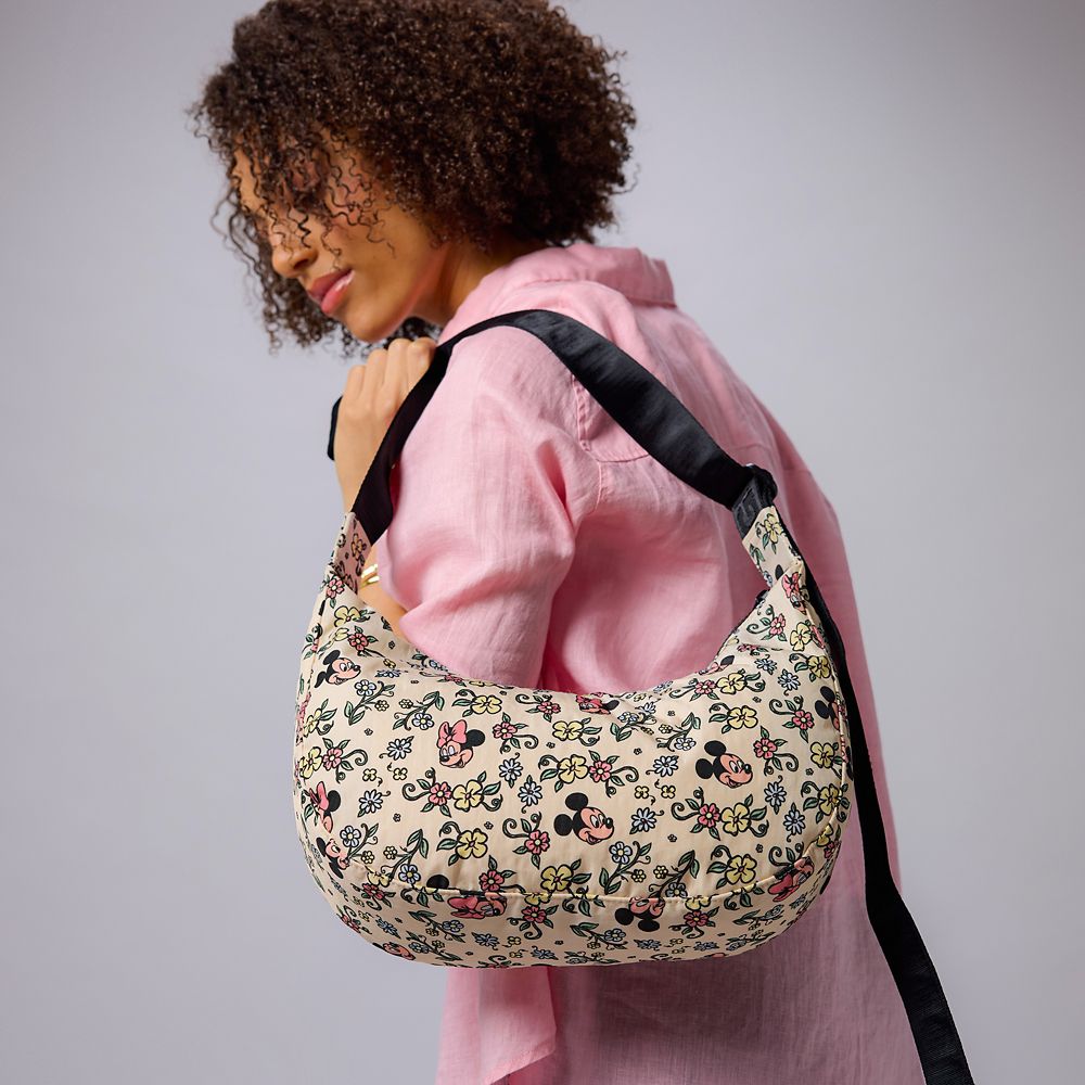 Mickey and Minnie Mouse Floral Crescent Bag by Baggu