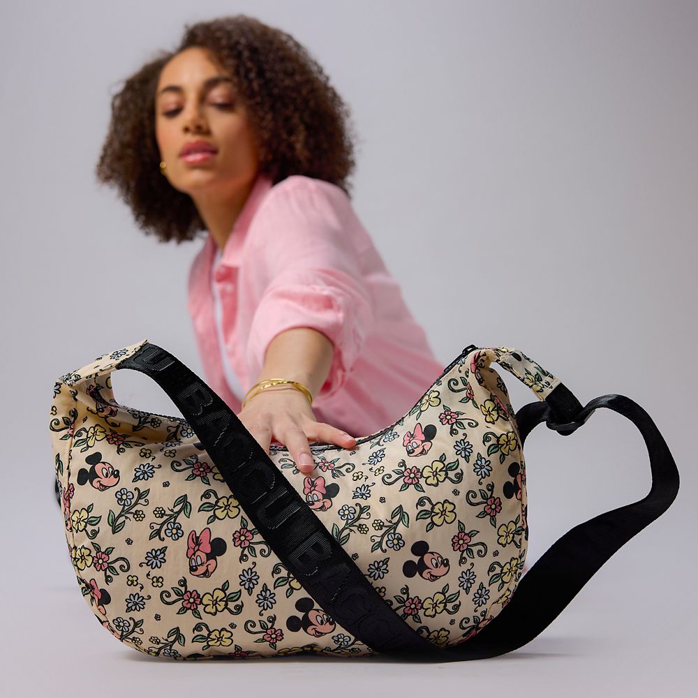 Mickey and Minnie Mouse Floral Crescent Bag by Baggu