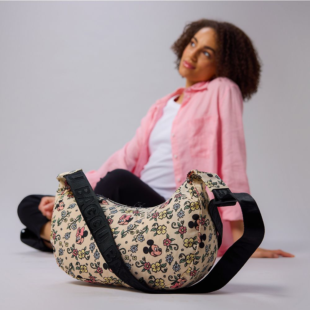 Mickey and Minnie Mouse Floral Crescent Bag by Baggu