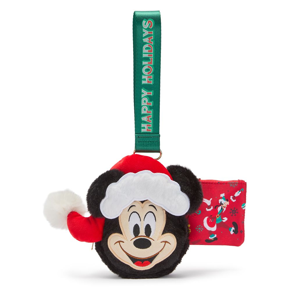 Santa Mickey Mouse and Friends Plush Wristlet Coin Purse