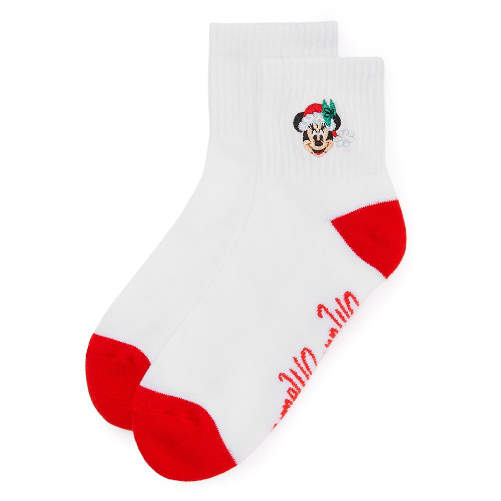 Santa Minnie Mouse Holiday Socks for Women