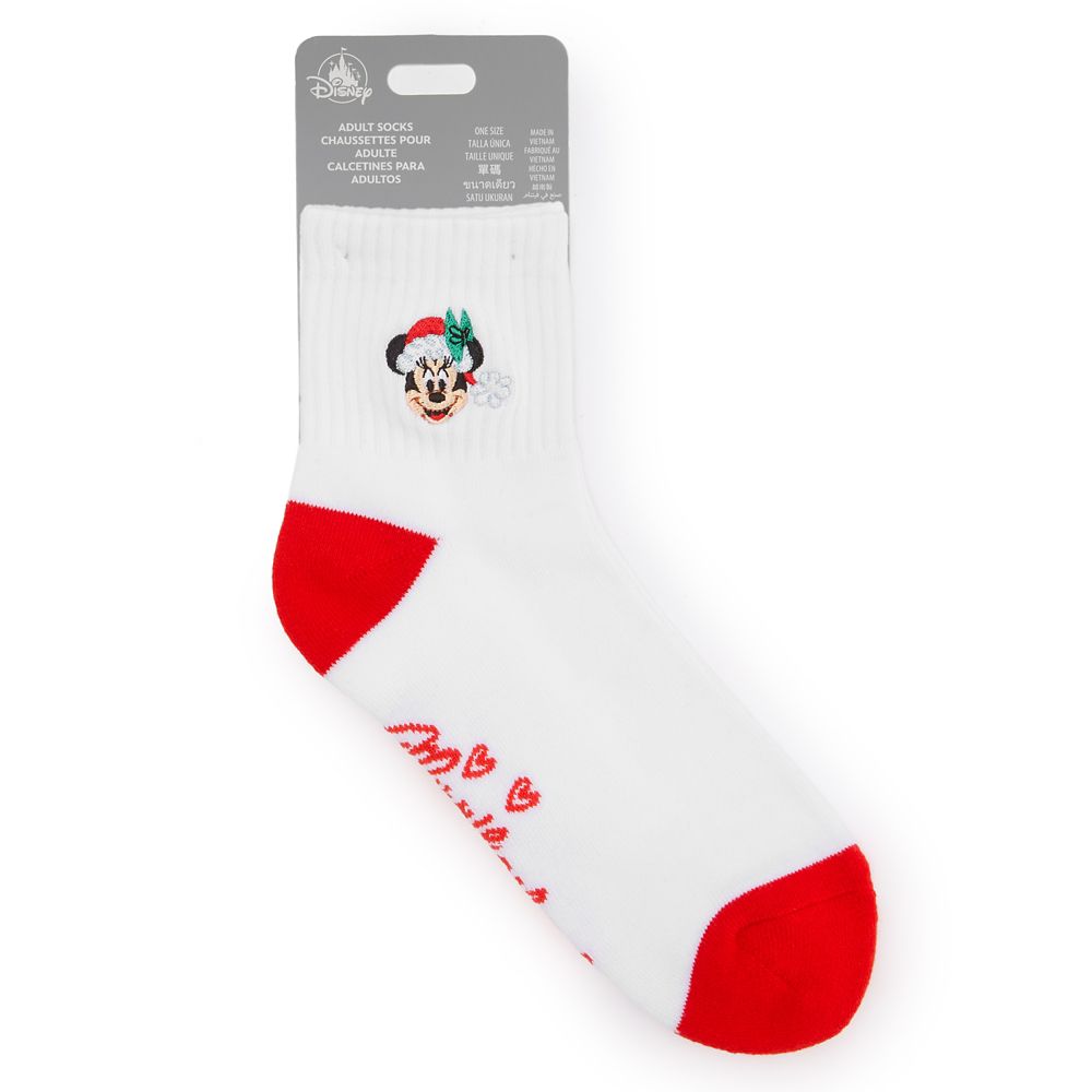 Santa Minnie Mouse Holiday Socks for Women