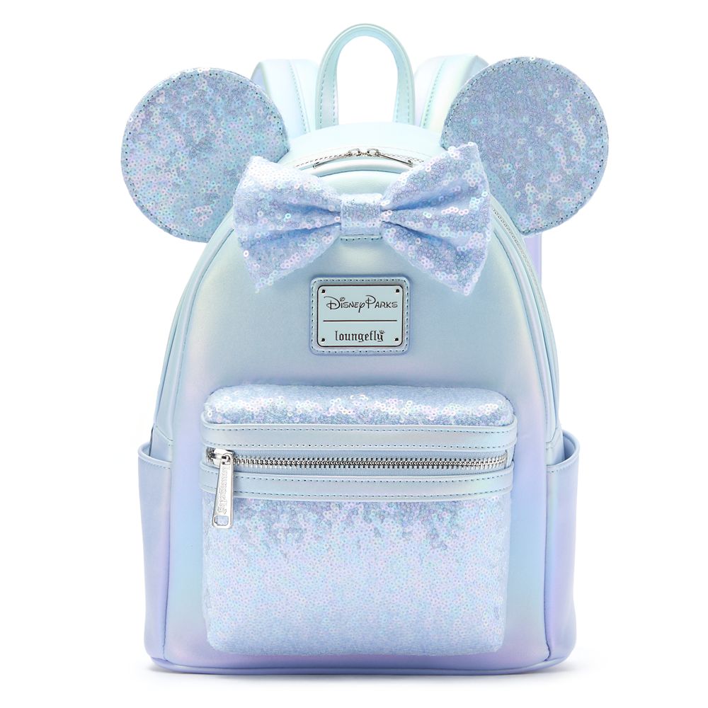 Minnie Mouse Sequined Loungefly Mini Backpack  Winter Blue Official shopDisney