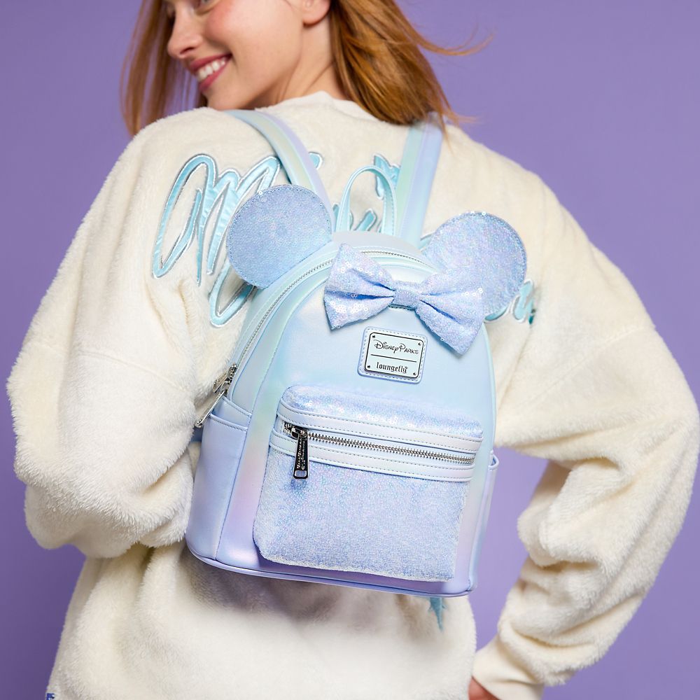 Minnie Mouse Sequined Loungefly Mini Backpack &ndash; Winter Blue