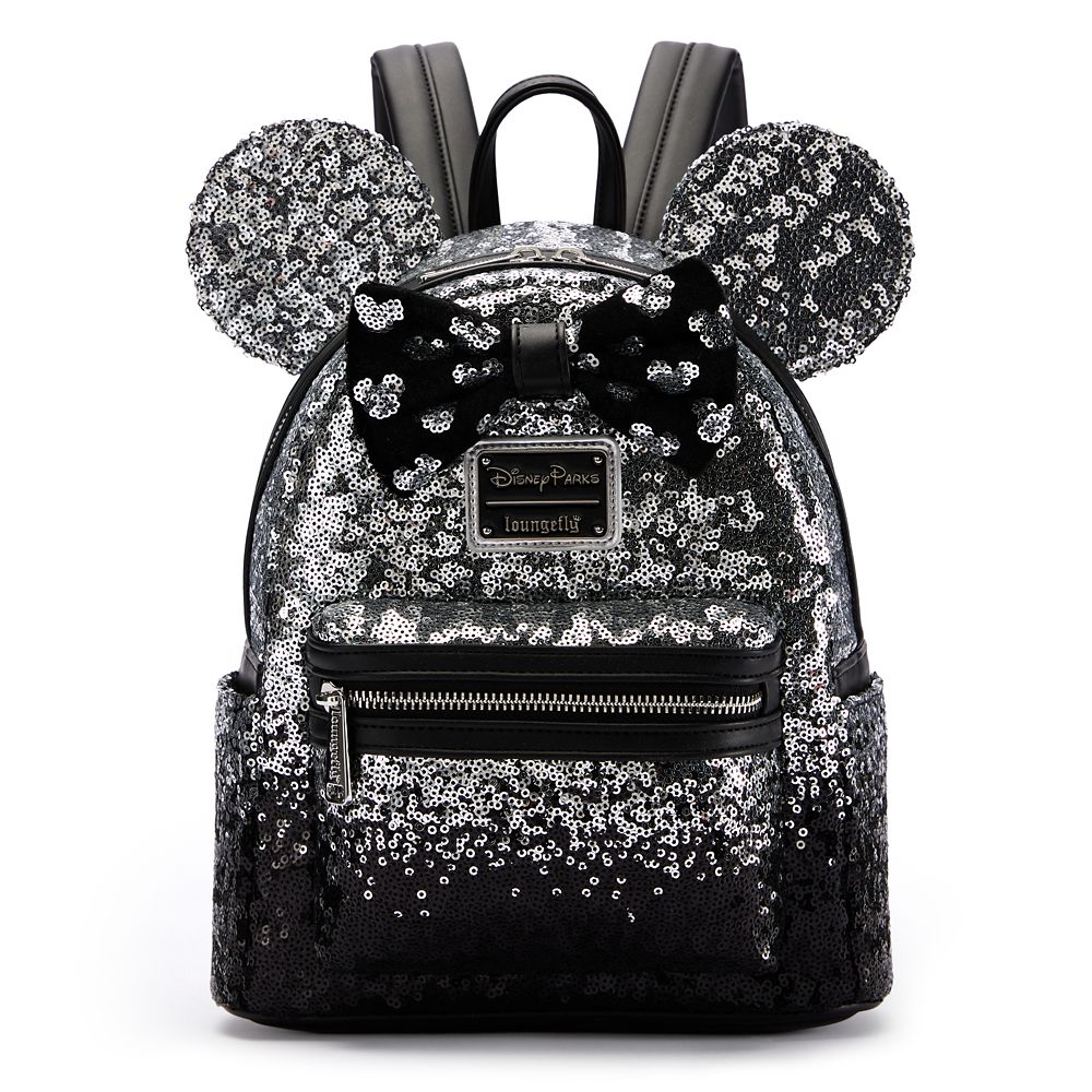 Minnie Mouse Sequined Loungefly Mini Backpack &ndash; Silver and Black