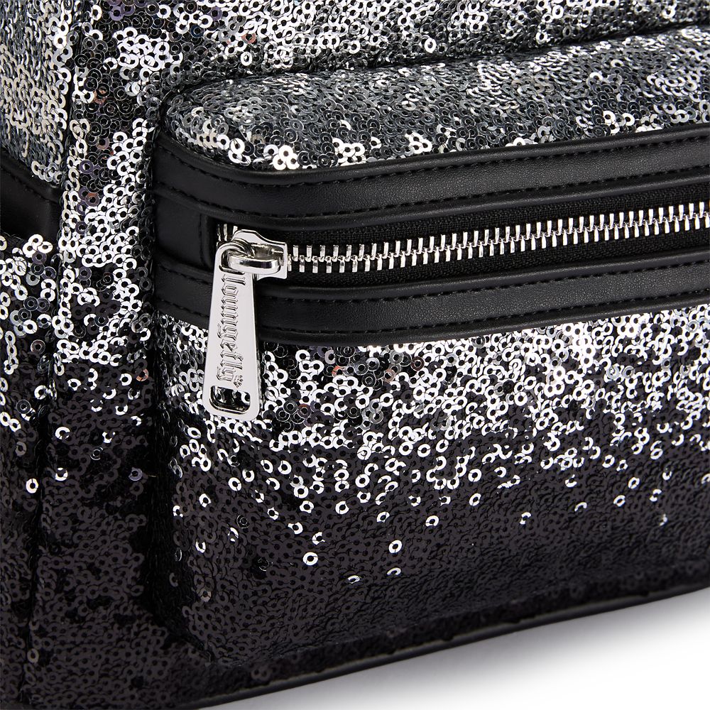 Minnie Mouse Sequined Loungefly Mini Backpack - Silver and Black
