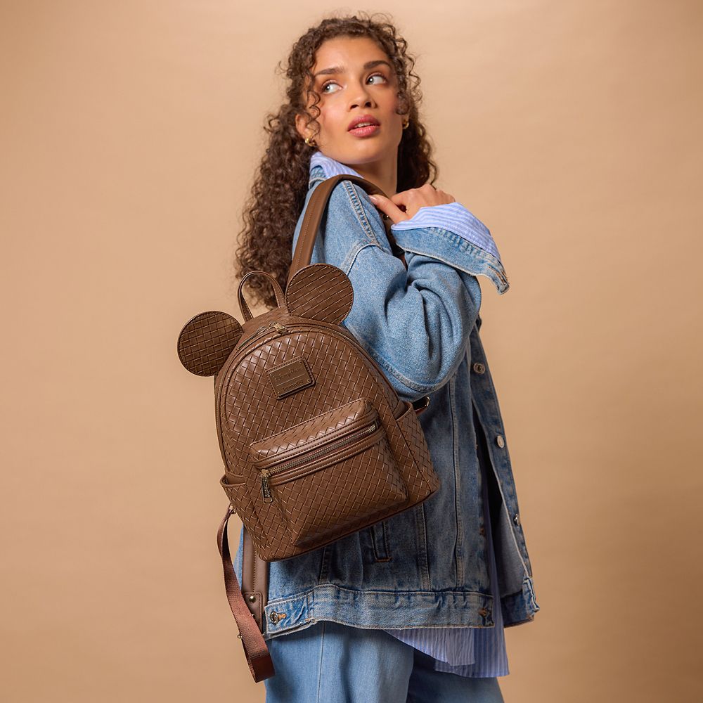 Mickey Mouse Woven Faux Leather Loungefly Mini Backpack