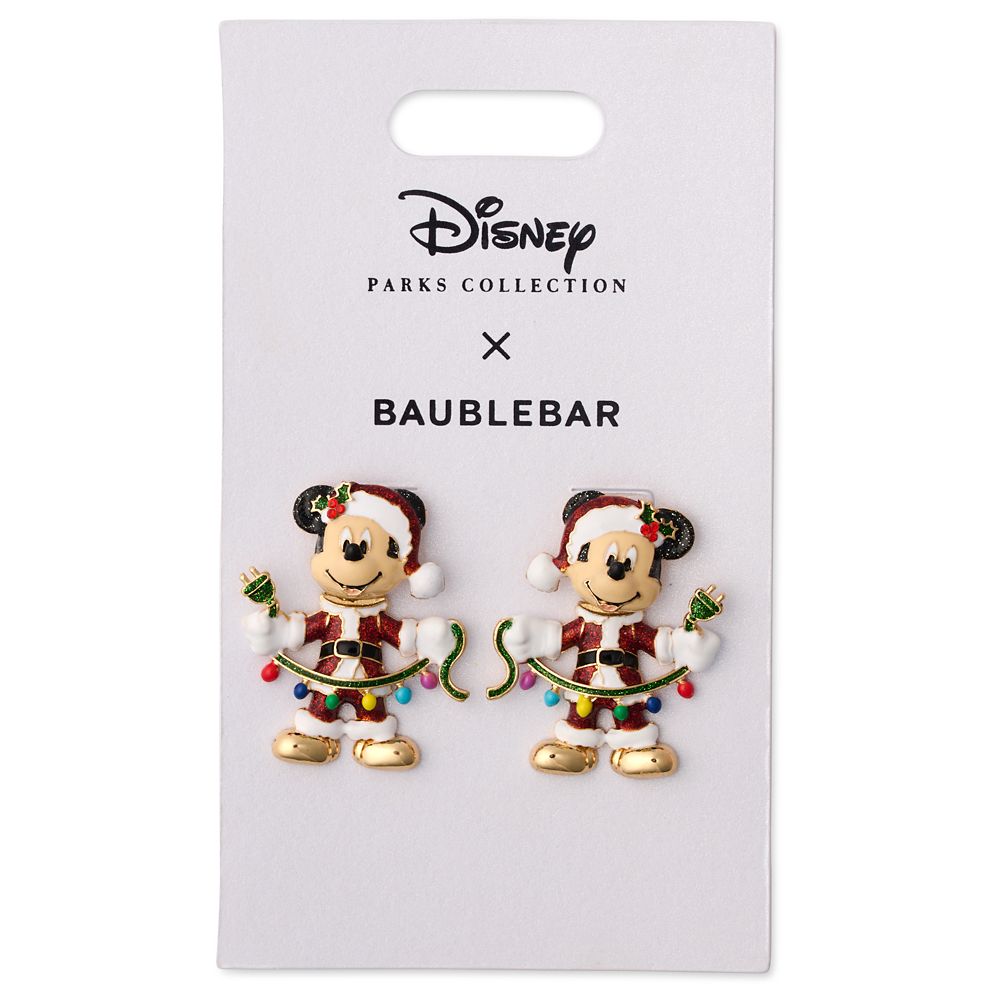 Santa Mickey Mouse Earrings by BaubleBar | Disney Store 