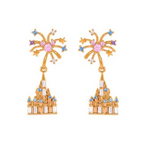 Disney Fantasyland Castle Fireworks Dangle Earrings by Girls Crew