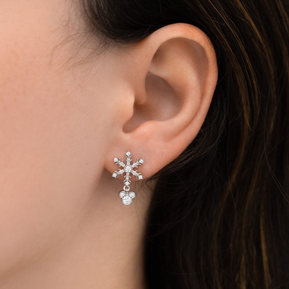 Mickey Mouse Icon Snowflake Drop Earrings by Girls Crew
