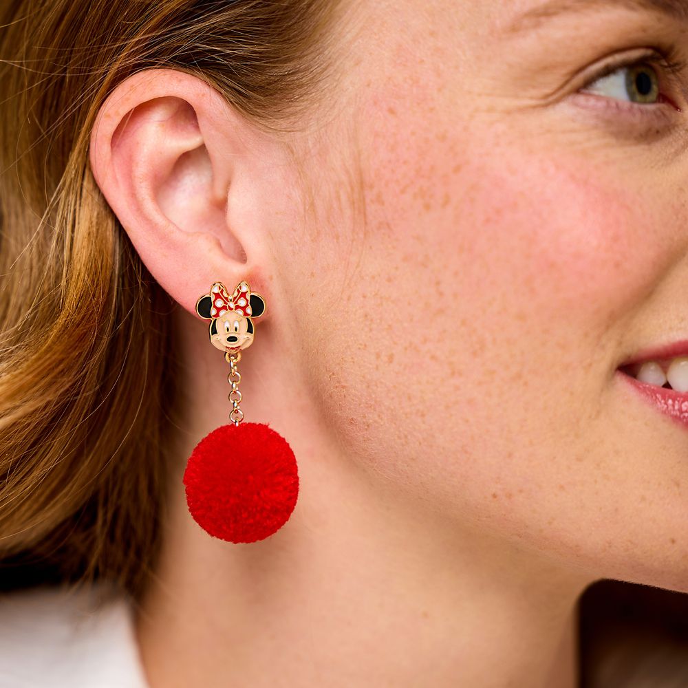 Minnie Mouse Pom Pom Earrings