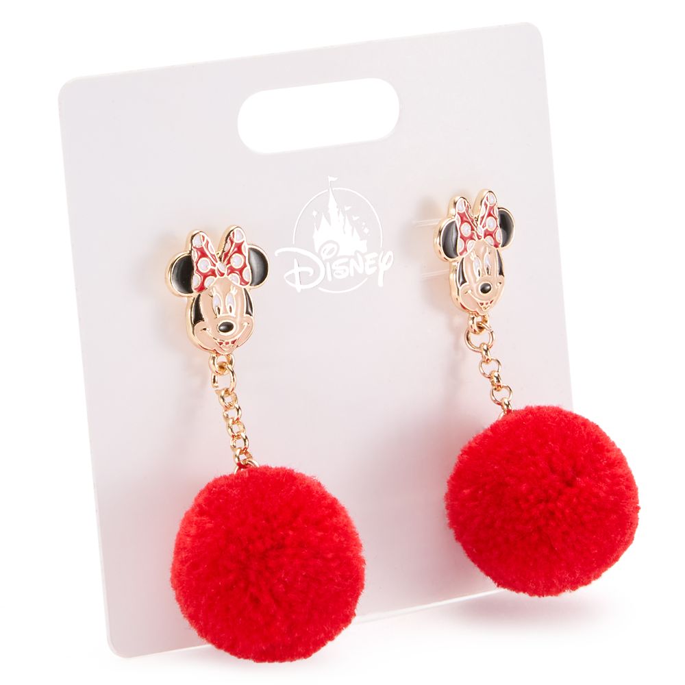 Minnie Mouse Pom Pom Earrings