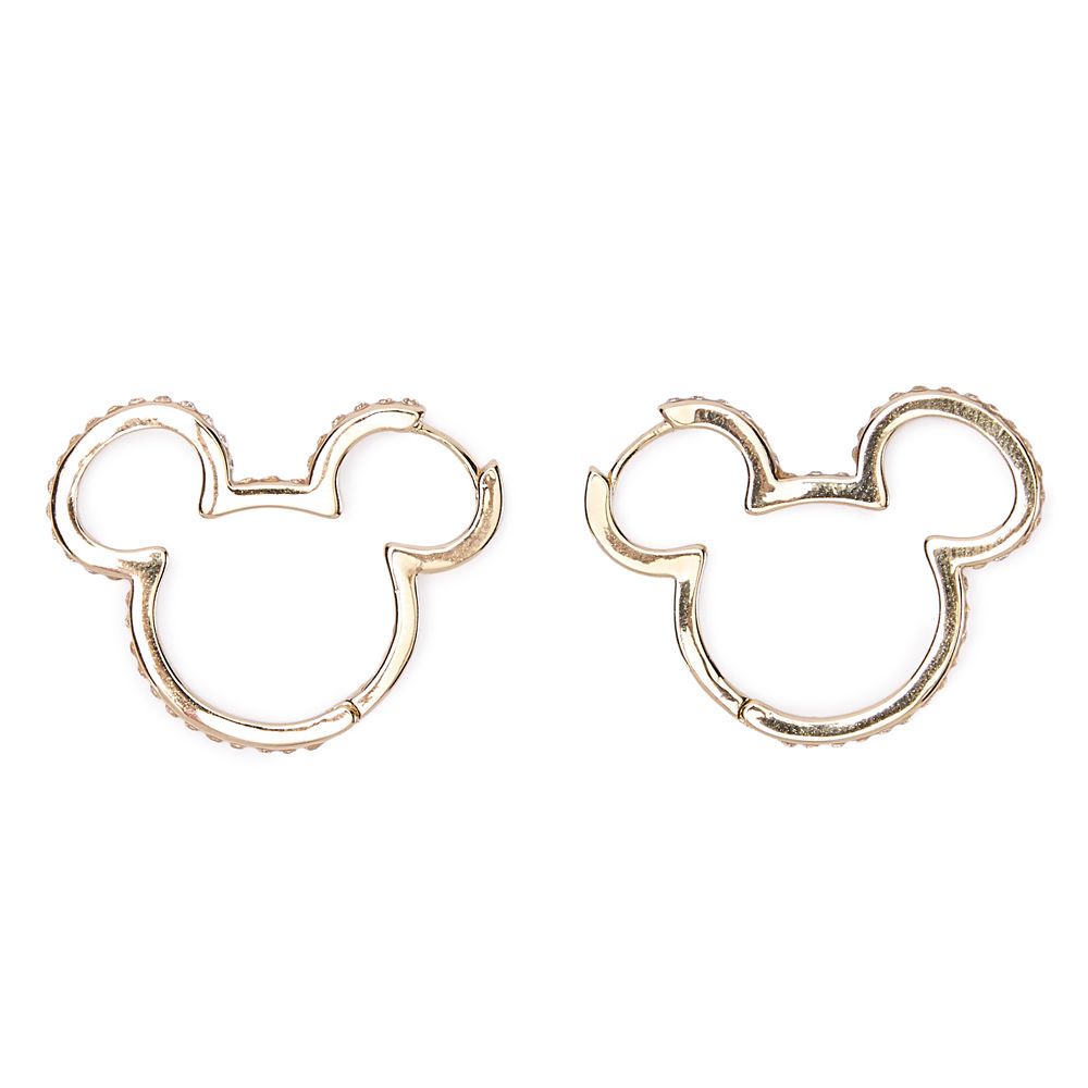 Mickey Mouse Icon Cubic Zirconia Hoop Earrings