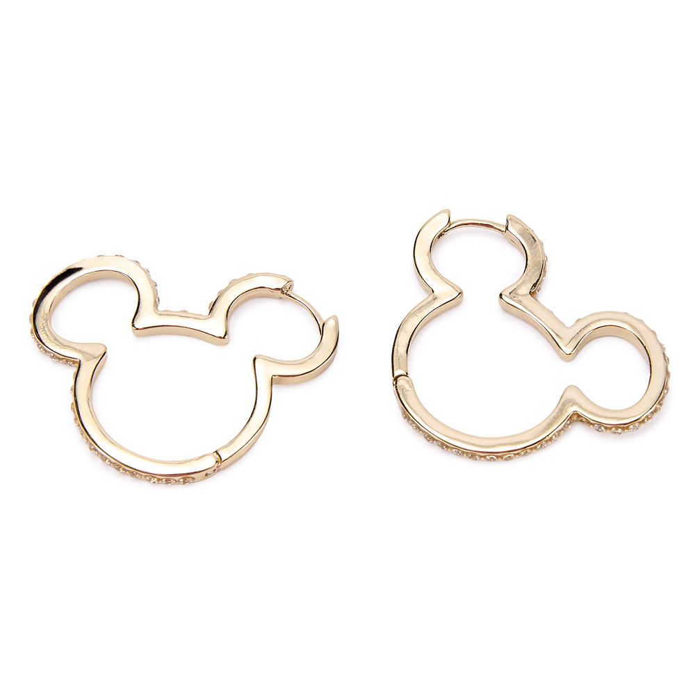 Mickey Mouse Icon Cubic Zirconia Hoop Earrings
