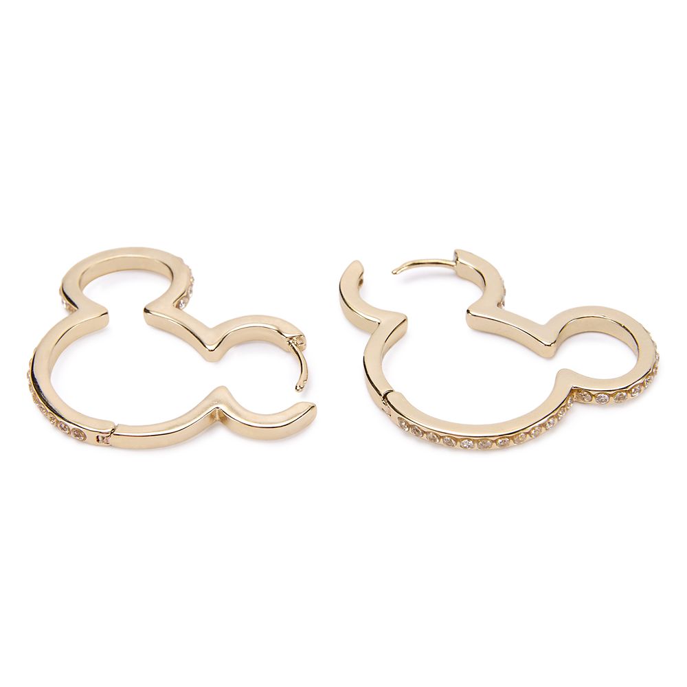 Mickey Mouse Icon Cubic Zirconia Hoop Earrings